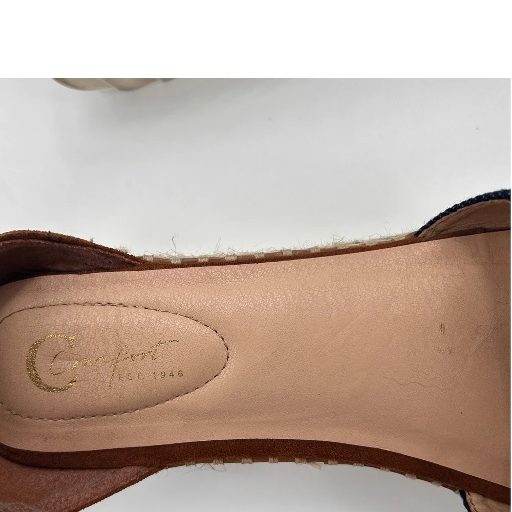 Comfort Denim Platform Espadrille Platform Sandals Size 7 Ankle Strap Coastal